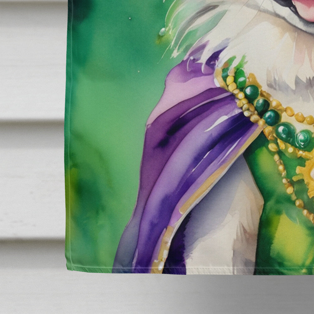 Alaskan Klee Kai King of Mardi Gras House Flag 28x40 Porch Sleeve Pole Decorative Outside Yard Banner Artwork Wall Hanging, Polyester