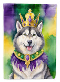 Alaskan Malamute King of Mardi Gras House Flag 28x40 Porch Sleeve Pole Decorative Outside Yard Banner Artwork Wall Hanging, Polyester