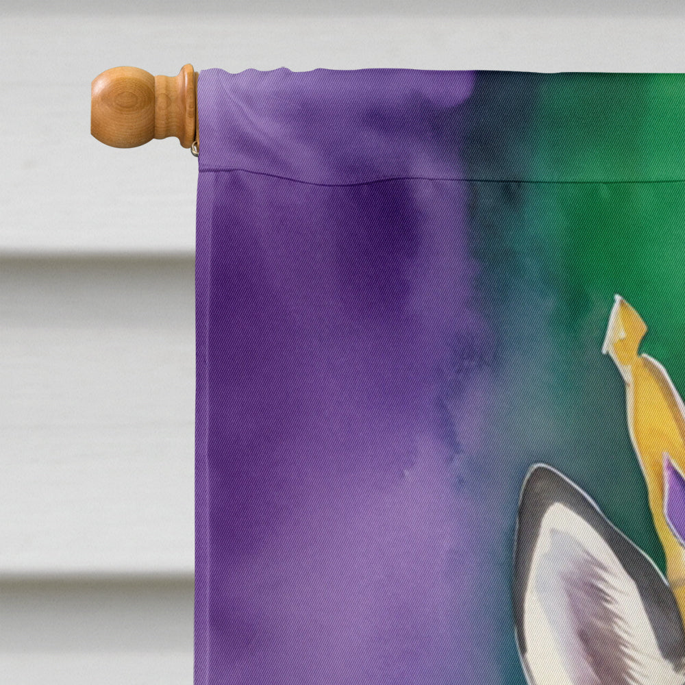 Alaskan Malamute King of Mardi Gras House Flag 28x40 Porch Sleeve Pole Decorative Outside Yard Banner Artwork Wall Hanging, Polyester