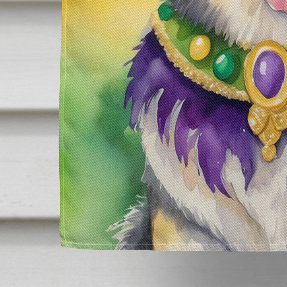 Alaskan Malamute King of Mardi Gras House Flag 28x40 Porch Sleeve Pole Decorative Outside Yard Banner Artwork Wall Hanging, Polyester