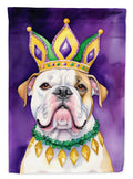 American Bulldog King of Mardi Gras House Flag 28x40 Porch Sleeve Pole Decorative Outside Yard Banner Artwork Wall Hanging, Polyester