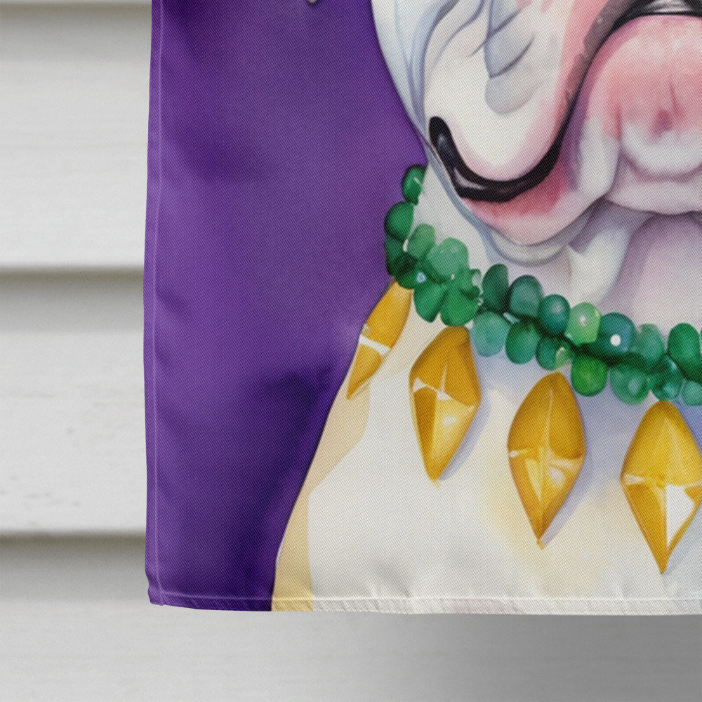American Bulldog King of Mardi Gras House Flag 28x40 Porch Sleeve Pole Decorative Outside Yard Banner Artwork Wall Hanging, Polyester