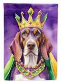 American English Coonhound King of Mardi Gras House Flag 28x40 Porch Sleeve Pole Decorative Outside Yard Banner Artwork Wall Hanging, Polyester