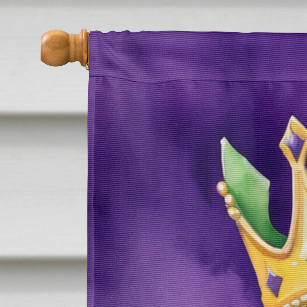 American English Coonhound King of Mardi Gras House Flag 28x40 Porch Sleeve Pole Decorative Outside Yard Banner Artwork Wall Hanging, Polyester