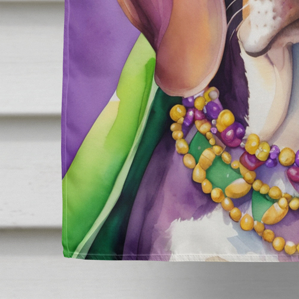 American English Coonhound King of Mardi Gras House Flag 28x40 Porch Sleeve Pole Decorative Outside Yard Banner Artwork Wall Hanging, Polyester