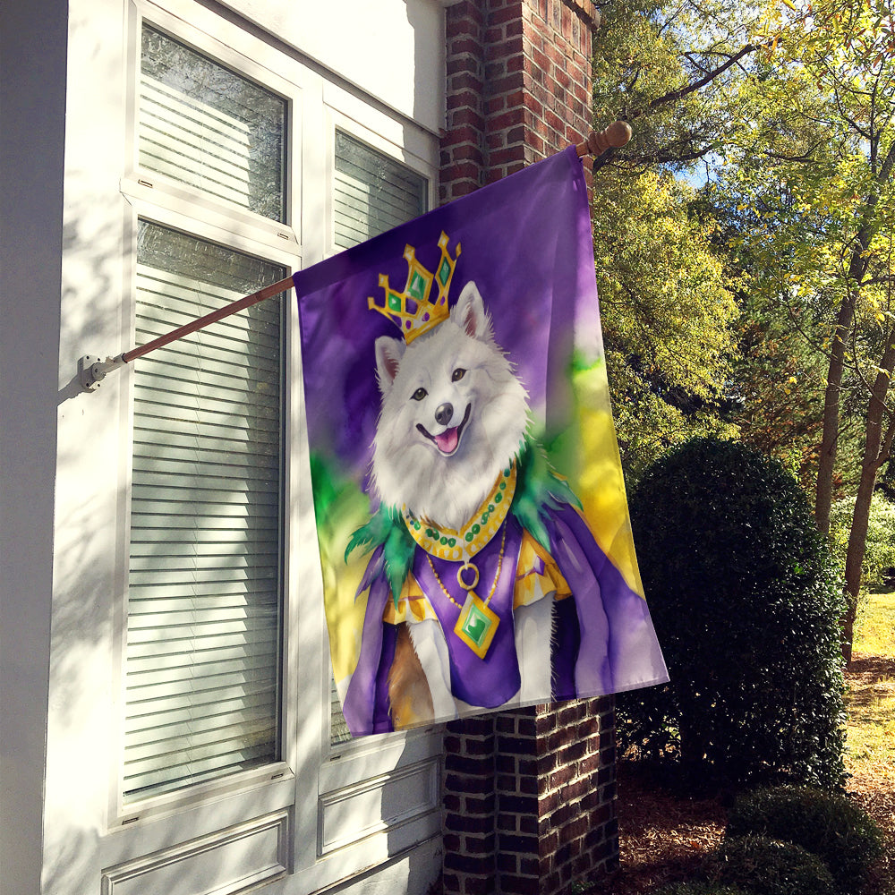 American Eskimo King of Mardi Gras House Flag 28x40 Porch Sleeve Pole Decorative Outside Yard Banner Artwork Wall Hanging, Polyester