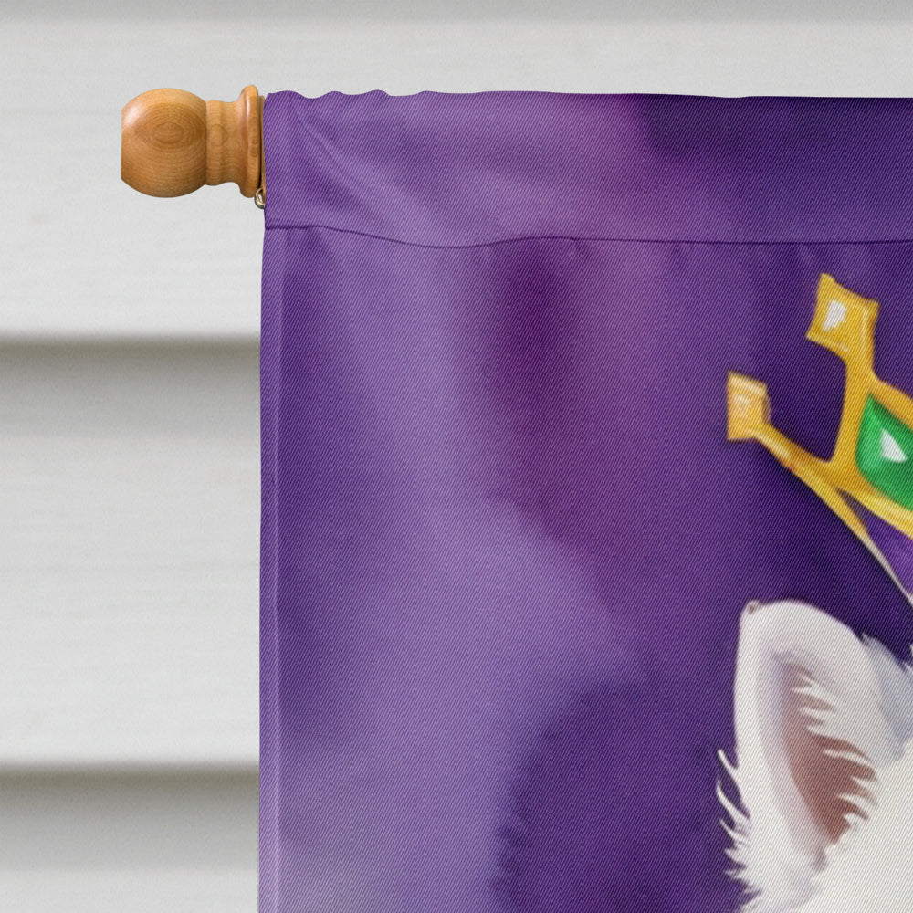 American Eskimo King of Mardi Gras House Flag 28x40 Porch Sleeve Pole Decorative Outside Yard Banner Artwork Wall Hanging, Polyester