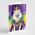 American Eskimo King of Mardi Gras Greeting Cards Pack of 8 Blank Cards with Envelopes Whimsical A7 Size 5x7