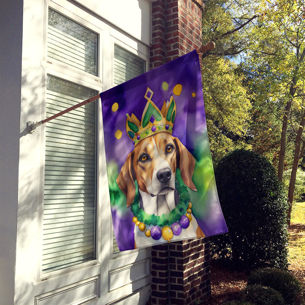 American Foxhound King of Mardi Gras House Flag 28x40 Porch Sleeve Pole Decorative Outside Yard Banner Artwork Wall Hanging, Polyester