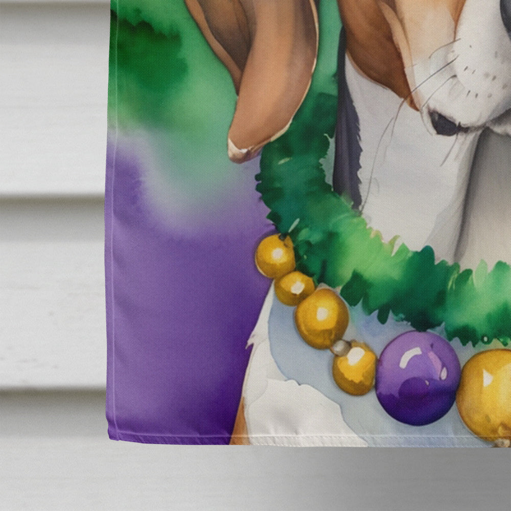 American Foxhound King of Mardi Gras House Flag 28x40 Porch Sleeve Pole Decorative Outside Yard Banner Artwork Wall Hanging, Polyester
