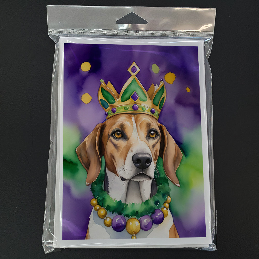 American Foxhound King of Mardi Gras Greeting Cards Pack of 8 Blank Cards with Envelopes Whimsical A7 Size 5x7