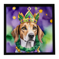 American Foxhound King of Mardi Gras Framed Metal Print Bathroom, Kitchen, Office, Home Decor Wall Art Ready to Hang, Square, 8X8