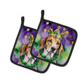 American Foxhound King of Mardi Gras Pot Holder Set of 2 Heat Resistant Quilted Hot Pads 7.5 x 7.5 Inch, Insulated Kitchen Trivets for Cooking & Baking