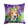 American Foxhound King of Mardi Gras Decorative Throw Pillow 14x14 Indoor Outdoor Accent Cushion, Fabric Cover with Insert for Sofa, Bed, Porch & Living Room
