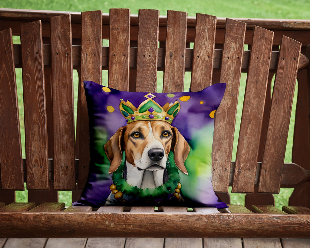 American Foxhound King of Mardi Gras Decorative Throw Pillow 14x14 Indoor Outdoor Accent Cushion, Fabric Cover with Insert for Sofa, Bed, Porch & Living Room