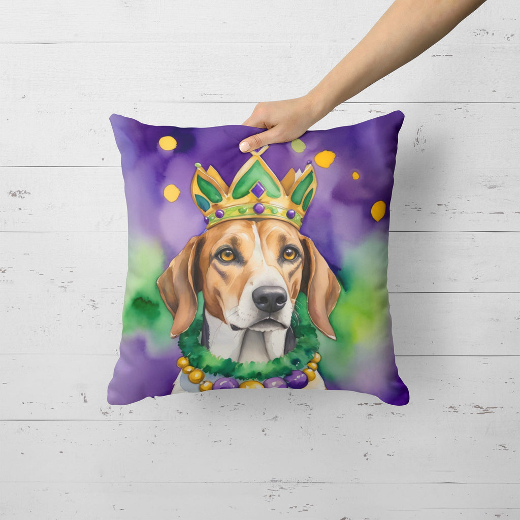 American Foxhound King of Mardi Gras Decorative Throw Pillow 18x18 Indoor Outdoor Accent Cushion, Fabric Cover with Insert for Sofa, Bed, Porch & Living Room