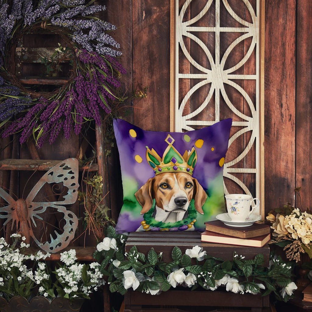 American Foxhound King of Mardi Gras Decorative Throw Pillow 18x18 Indoor Outdoor Accent Cushion, Fabric Cover with Insert for Sofa, Bed, Porch & Living Room