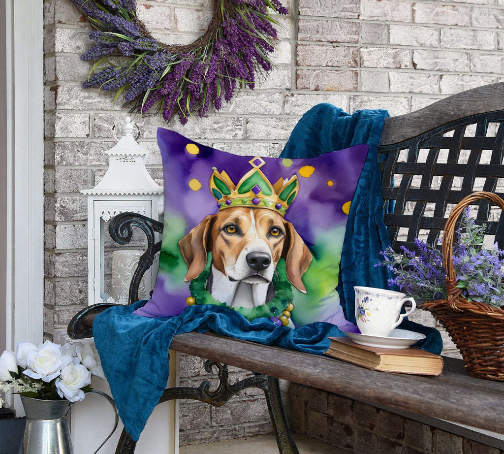 American Foxhound King of Mardi Gras Decorative Throw Pillow 18x18 Indoor Outdoor Accent Cushion, Fabric Cover with Insert for Sofa, Bed, Porch & Living Room