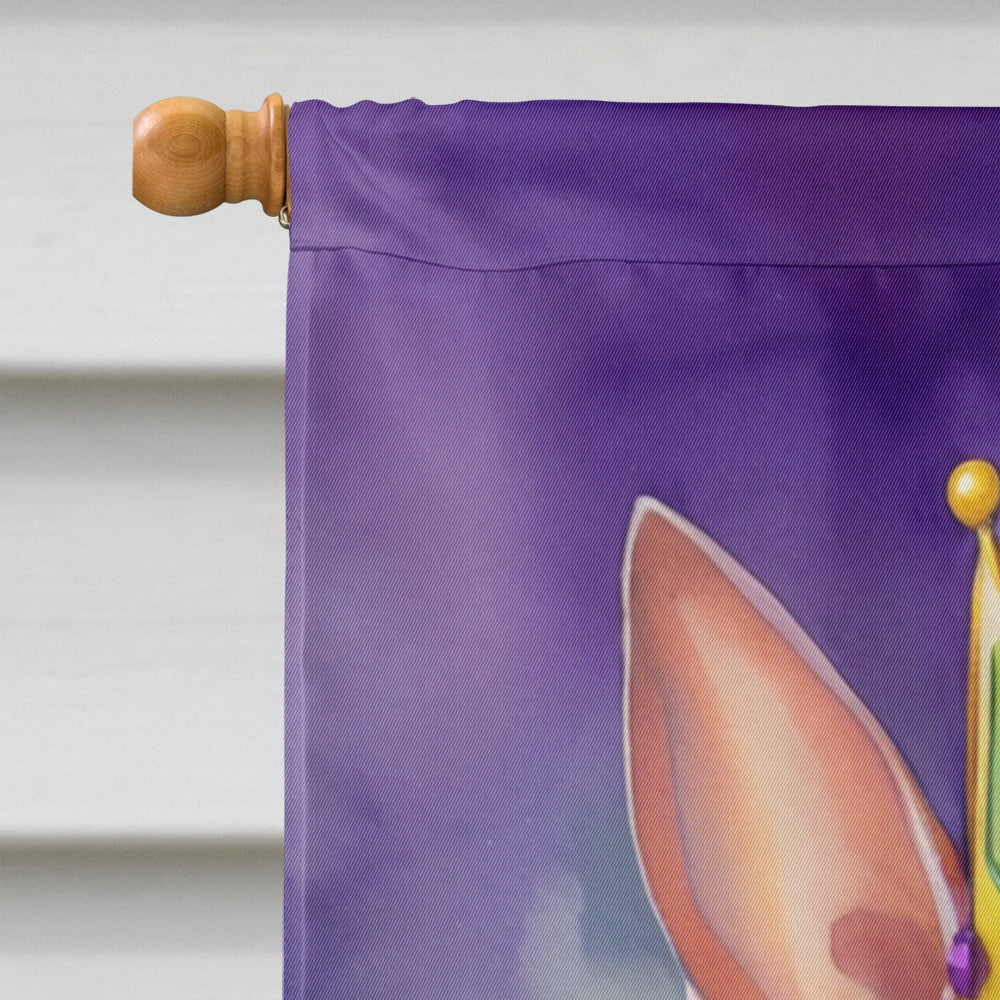 American Hairless Terrier King of Mardi Gras House Flag 28x40 Porch Sleeve Pole Decorative Outside Yard Banner Artwork Wall Hanging, Polyester