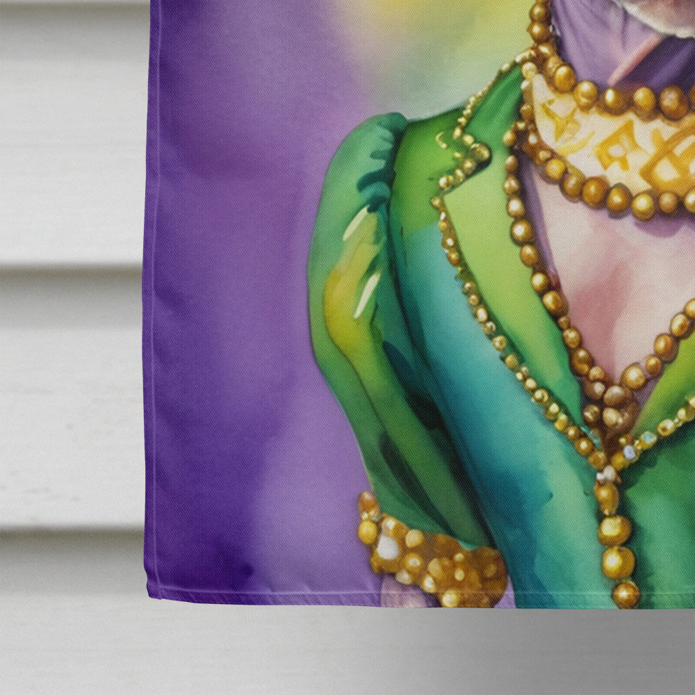 American Hairless Terrier King of Mardi Gras House Flag 28x40 Porch Sleeve Pole Decorative Outside Yard Banner Artwork Wall Hanging, Polyester