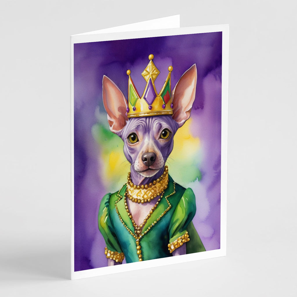 American Hairless Terrier King of Mardi Gras Greeting Cards Pack of 8 Blank Cards with Envelopes Whimsical A7 Size 5x7