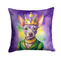 American Hairless Terrier King of Mardi Gras Decorative Throw Pillow 18x18 Indoor Outdoor Accent Cushion, Fabric Cover with Insert for Sofa, Bed, Porch & Living Room