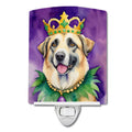 Anatolian Shepherd Dog King of Mardi Gras Ceramic Night Light Compact, UL-Certified, Ideal for Bedroom, Bathroom, Nursery, Hallway, Kitchen, 6x4x3, Multicolor