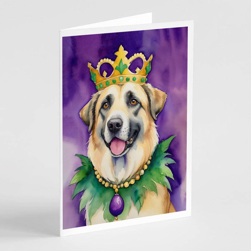 Anatolian Shepherd Dog King of Mardi Gras Greeting Cards Pack of 8 Blank Cards with Envelopes Whimsical A7 Size 5x7
