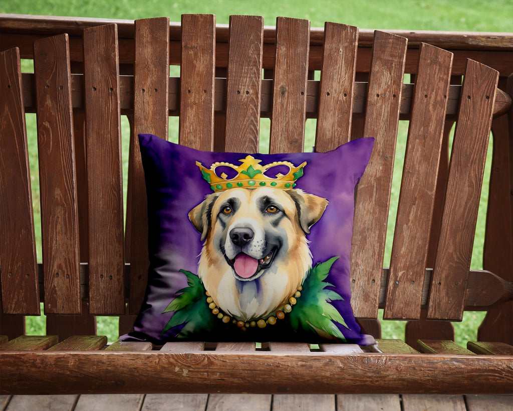 Anatolian Shepherd Dog King of Mardi Gras Decorative Throw Pillow 14x14 Indoor Outdoor Accent Cushion, Fabric Cover with Insert for Sofa, Bed, Porch & Living Room