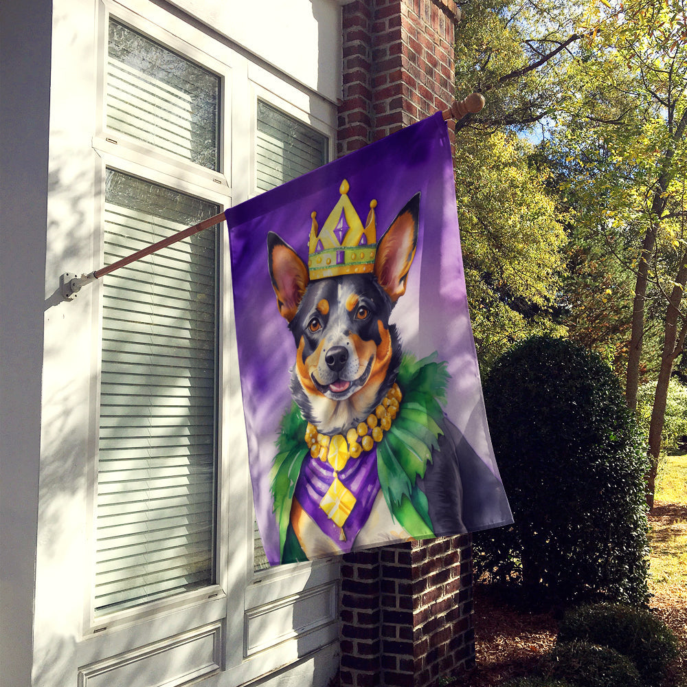 Australian Cattle Dog King of Mardi Gras House Flag 28x40 Porch Sleeve Pole Decorative Outside Yard Banner Artwork Wall Hanging, Polyester