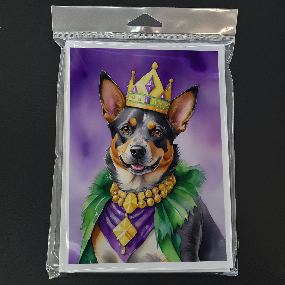 Australian Cattle Dog King of Mardi Gras Greeting Cards Pack of 8 Blank Cards with Envelopes Whimsical A7 Size 5x7