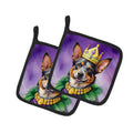 Australian Cattle Dog King of Mardi Gras Pot Holder Set of 2 Heat Resistant Quilted Hot Pads 7.5 x 7.5 Inch, Insulated Kitchen Trivets for Cooking & Baking