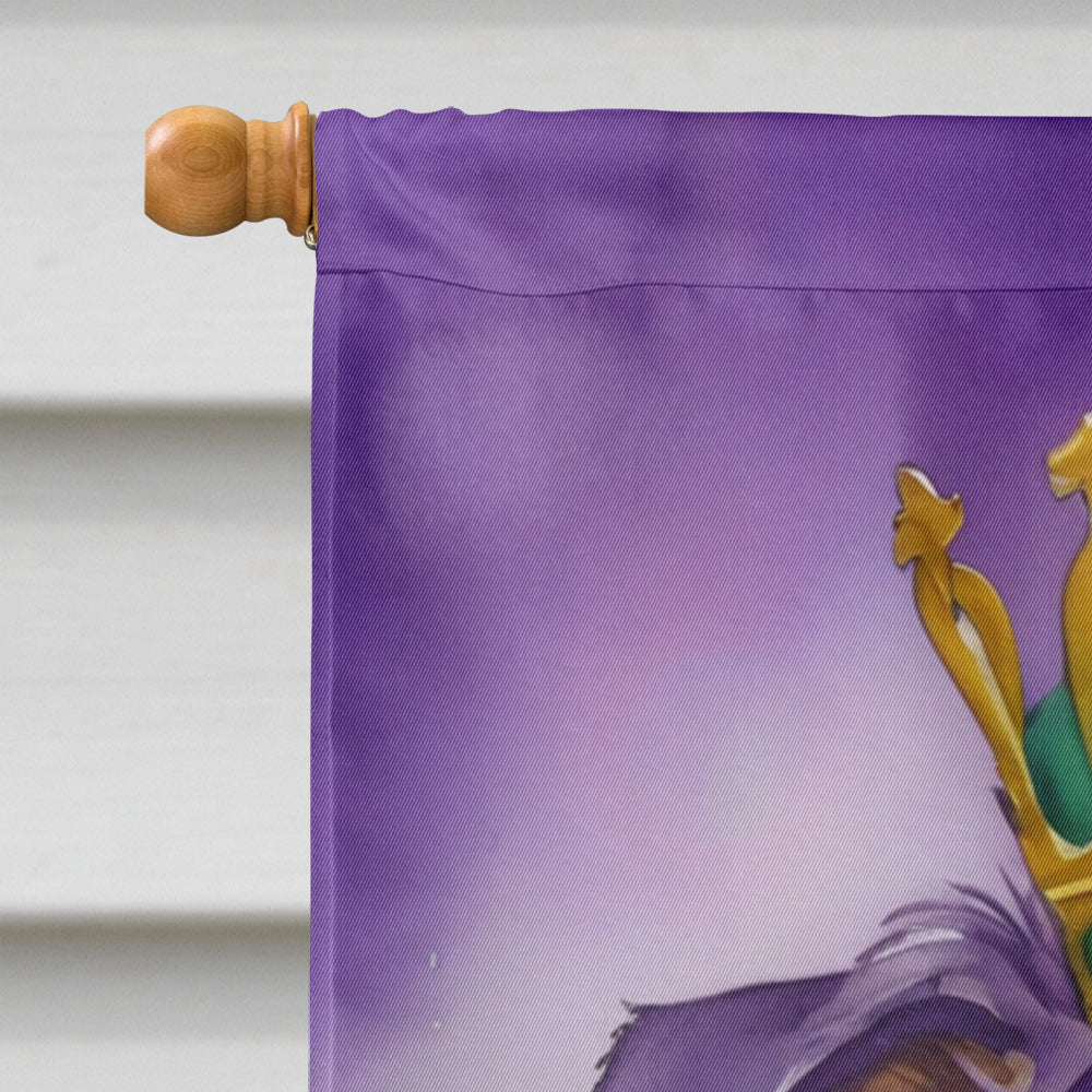 Australian Shepherd King of Mardi Gras House Flag 28x40 Porch Sleeve Pole Decorative Outside Yard Banner Artwork Wall Hanging, Polyester