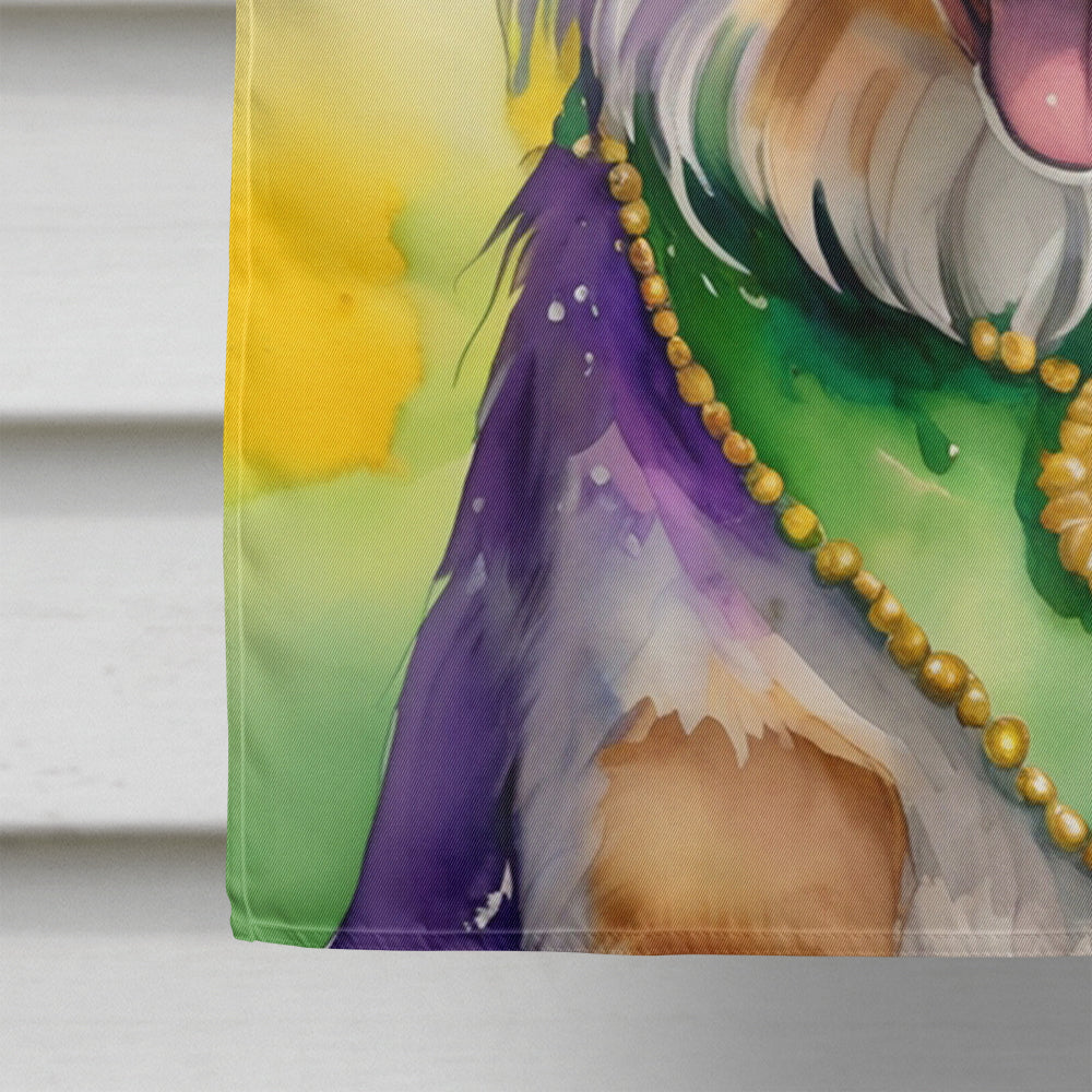 Australian Shepherd King of Mardi Gras House Flag 28x40 Porch Sleeve Pole Decorative Outside Yard Banner Artwork Wall Hanging, Polyester