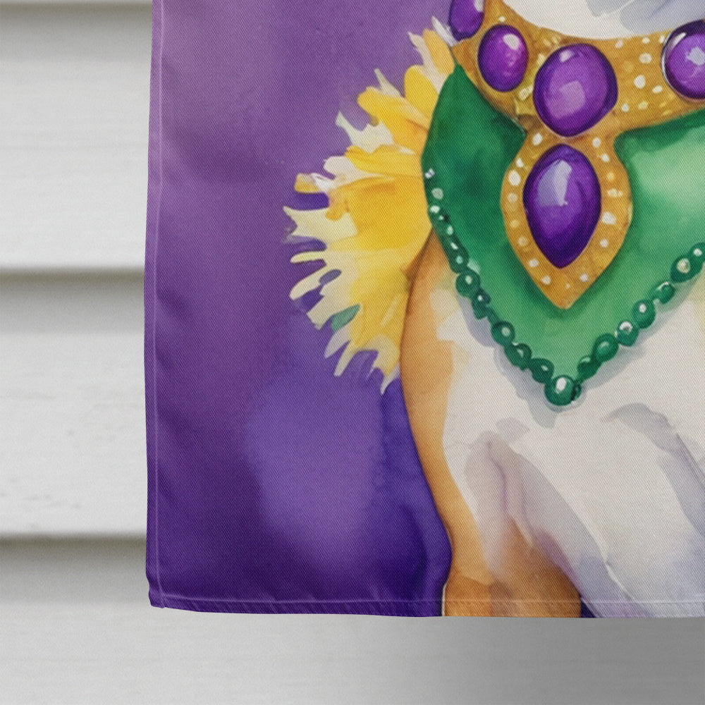Basenji King of Mardi Gras House Flag 28x40 Porch Sleeve Pole Decorative Outside Yard Banner Artwork Wall Hanging, Polyester