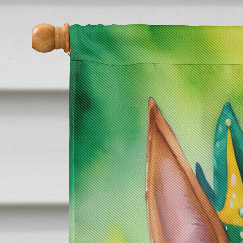 Basenji King of Mardi Gras House Flag 28x40 Porch Sleeve Pole Decorative Outside Yard Banner Artwork Wall Hanging, Polyester