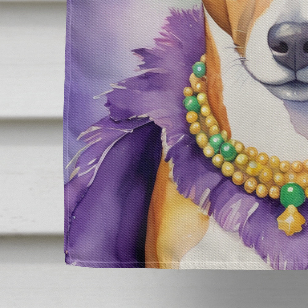 Basenji King of Mardi Gras House Flag 28x40 Porch Sleeve Pole Decorative Outside Yard Banner Artwork Wall Hanging, Polyester