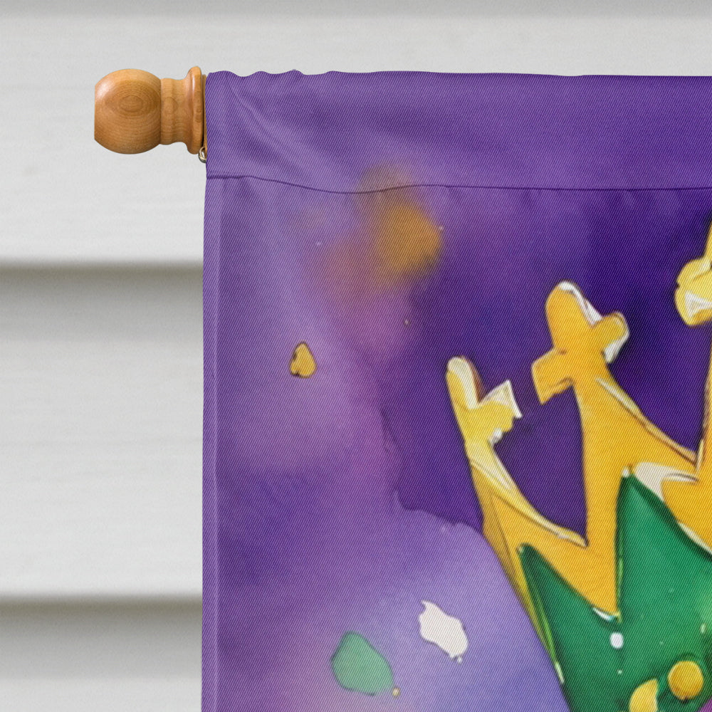 Basset Hound King of Mardi Gras House Flag 28x40 Porch Sleeve Pole Decorative Outside Yard Banner Artwork Wall Hanging, Polyester