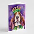 Basset Hound King of Mardi Gras Greeting Cards Pack of 8 Blank Cards with Envelopes Whimsical A7 Size 5x7