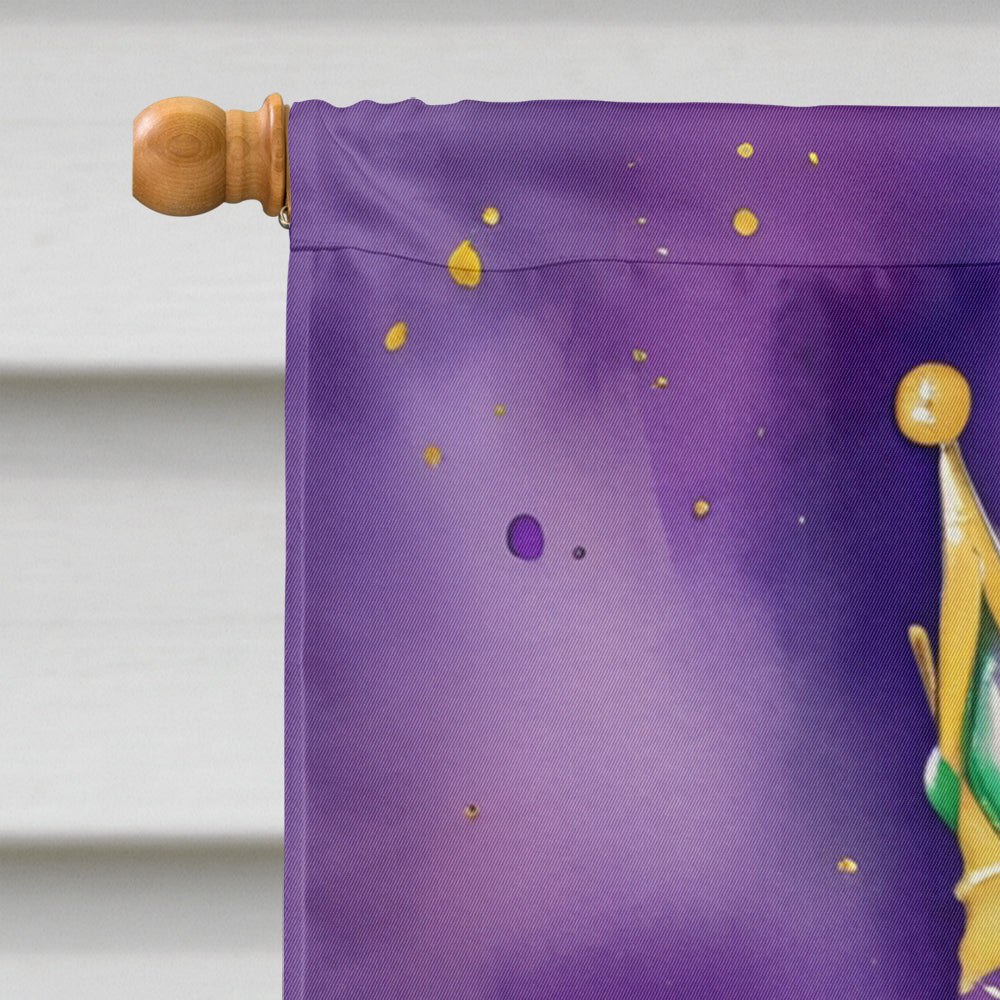 Basset Hound King of Mardi Gras House Flag 28x40 Porch Sleeve Pole Decorative Outside Yard Banner Artwork Wall Hanging, Polyester