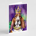 Basset Hound King of Mardi Gras Greeting Cards Pack of 8 Blank Cards with Envelopes Whimsical A7 Size 5x7