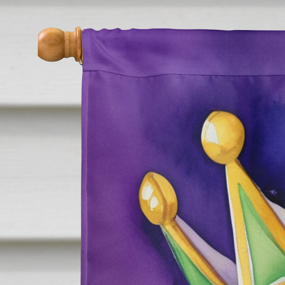 Beagle King of Mardi Gras House Flag 28x40 Porch Sleeve Pole Decorative Outside Yard Banner Artwork Wall Hanging, Polyester