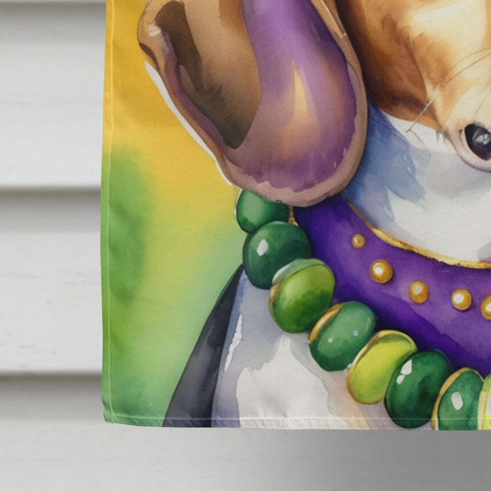 Beagle King of Mardi Gras House Flag 28x40 Porch Sleeve Pole Decorative Outside Yard Banner Artwork Wall Hanging, Polyester