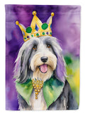 Bearded Collie King of Mardi Gras House Flag 28x40 Porch Sleeve Pole Decorative Outside Yard Banner Artwork Wall Hanging, Polyester