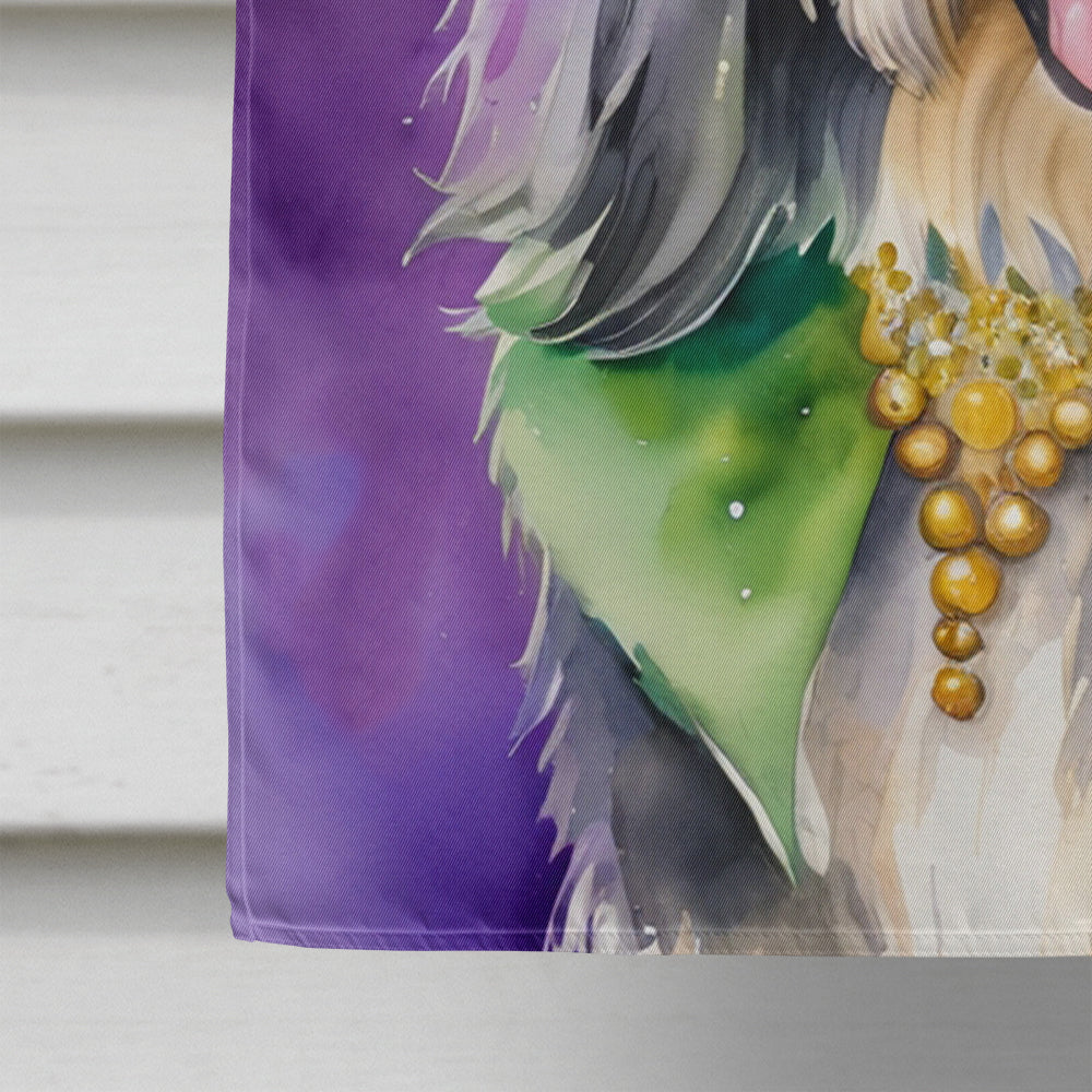 Bearded Collie King of Mardi Gras House Flag 28x40 Porch Sleeve Pole Decorative Outside Yard Banner Artwork Wall Hanging, Polyester