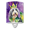Bearded Collie King of Mardi Gras Ceramic Night Light Compact, UL-Certified, Ideal for Bedroom, Bathroom, Nursery, Hallway, Kitchen, 6x4x3, Multicolor