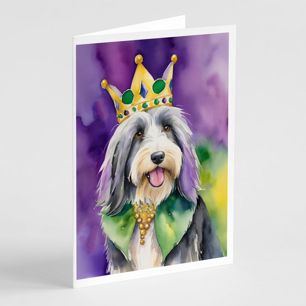 Bearded Collie King of Mardi Gras Greeting Cards Pack of 8 Blank Cards with Envelopes Whimsical A7 Size 5x7
