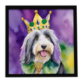 Bearded Collie King of Mardi Gras Framed Metal Print Bathroom, Kitchen, Office, Home Decor Wall Art Ready to Hang, Square, 8X8