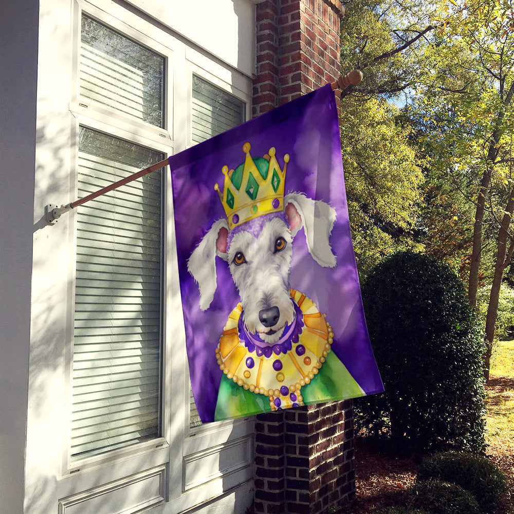 Bedlington Terrier King of Mardi Gras House Flag 28x40 Porch Sleeve Pole Decorative Outside Yard Banner Artwork Wall Hanging, Polyester