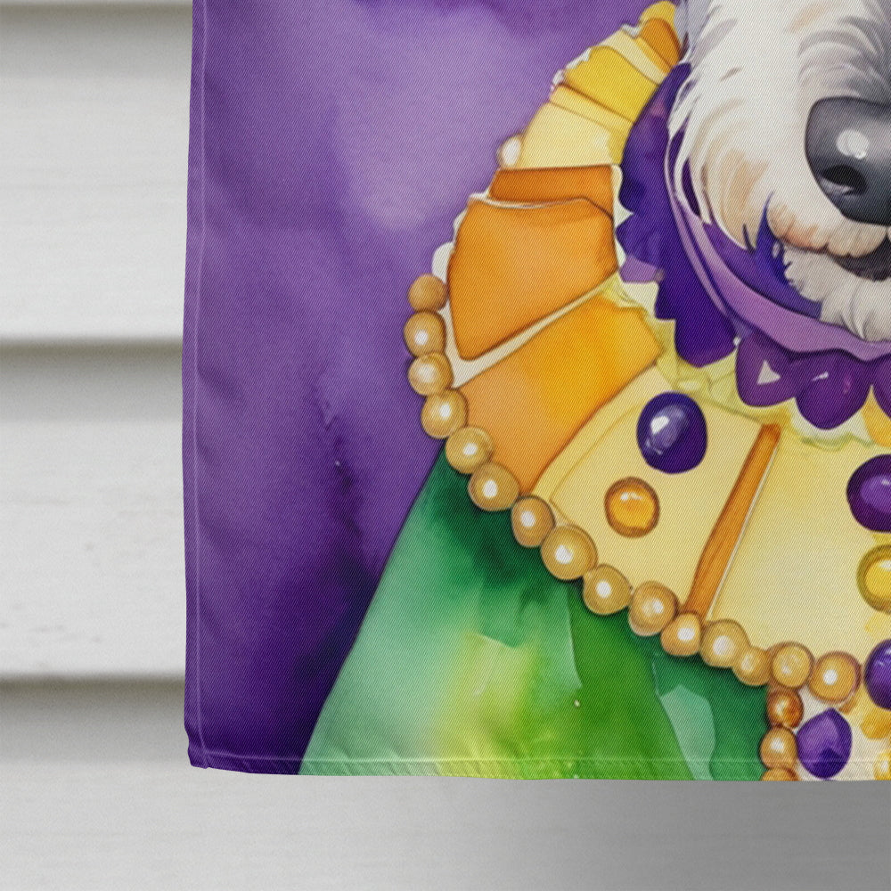 Bedlington Terrier King of Mardi Gras House Flag 28x40 Porch Sleeve Pole Decorative Outside Yard Banner Artwork Wall Hanging, Polyester